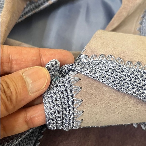 Denim & Co Women Patchwork Suede Crochet Jacket Medium Purple Boho Cottagecore - Picture 5 of 9